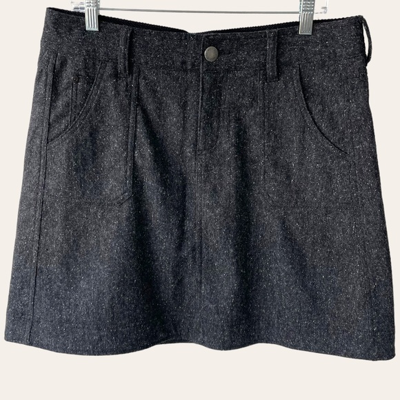 WOOLRICH Charcoal Grey‎ Wool Blend Tweed woodlyn A-Line Skirt Size 12 - Picture 1 of 10